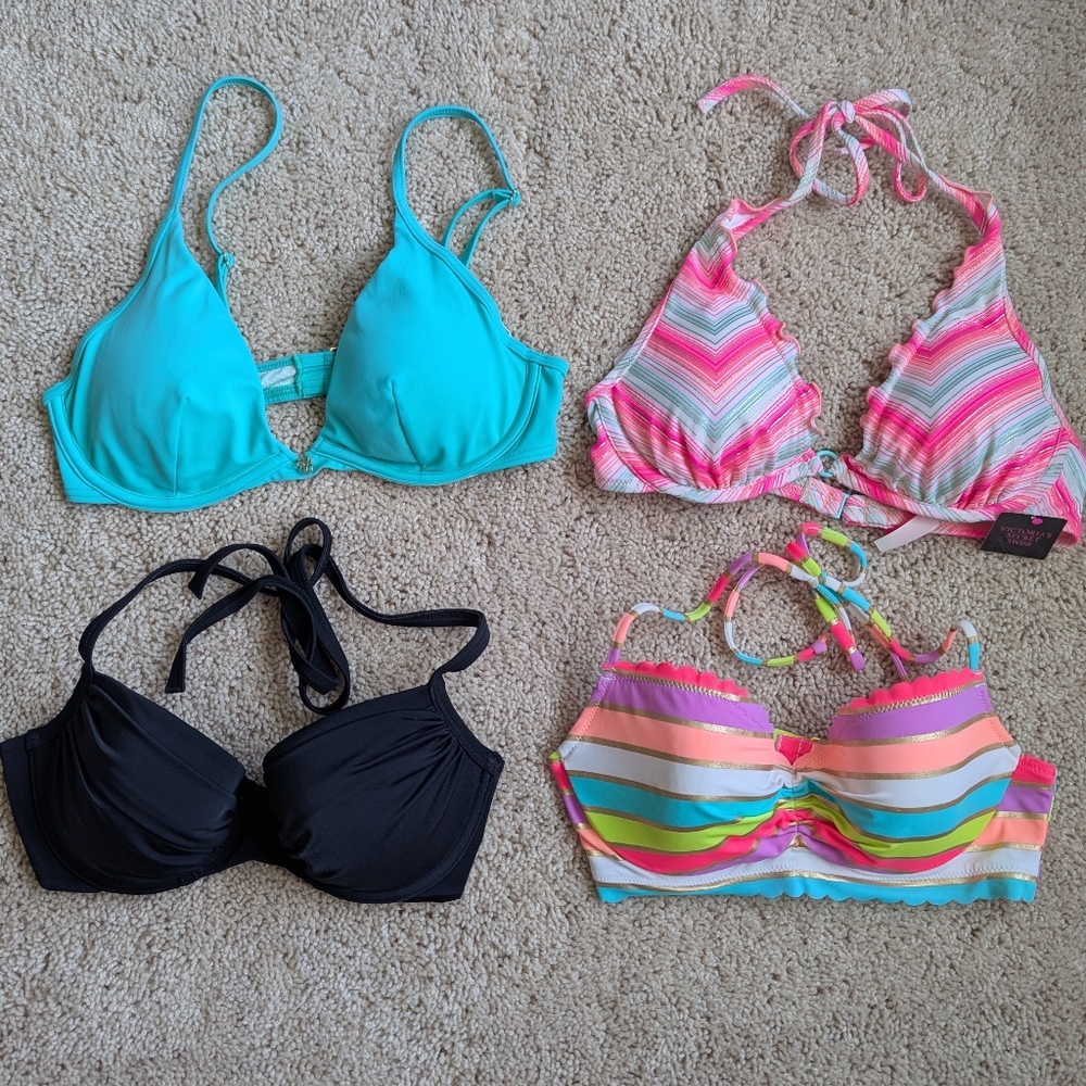 Victoria's Secret Pink and Black Bikini Tops